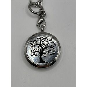 Stainless Steel Perfume‎ Diffuser Locket Tree Pendant w/ 2 Chains
